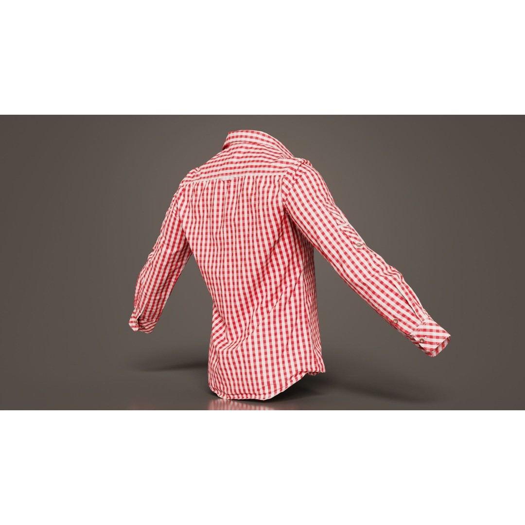 Squares Shirt 3D Model – Low Poly Checkered Apparel, FBX, Blender - View 5