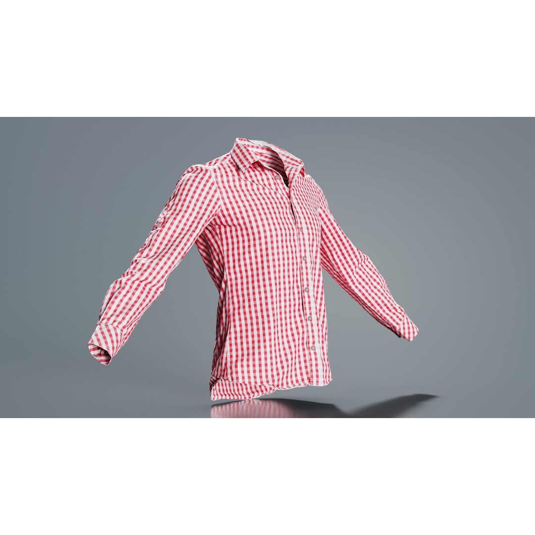 Squares Shirt 3D Model – Low Poly Checkered Apparel, FBX, Blender - View 7