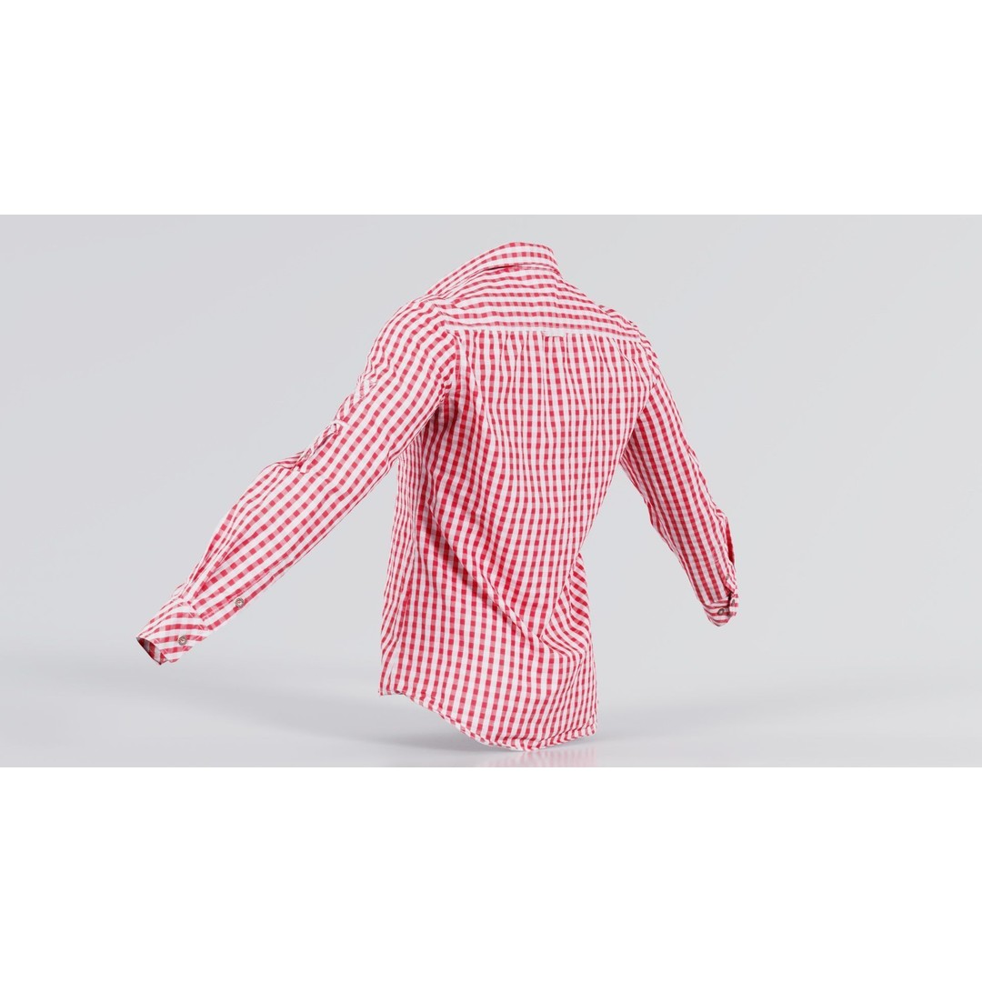 Squares Shirt 3D Model – Low Poly Checkered Apparel, FBX, Blender - View 8
