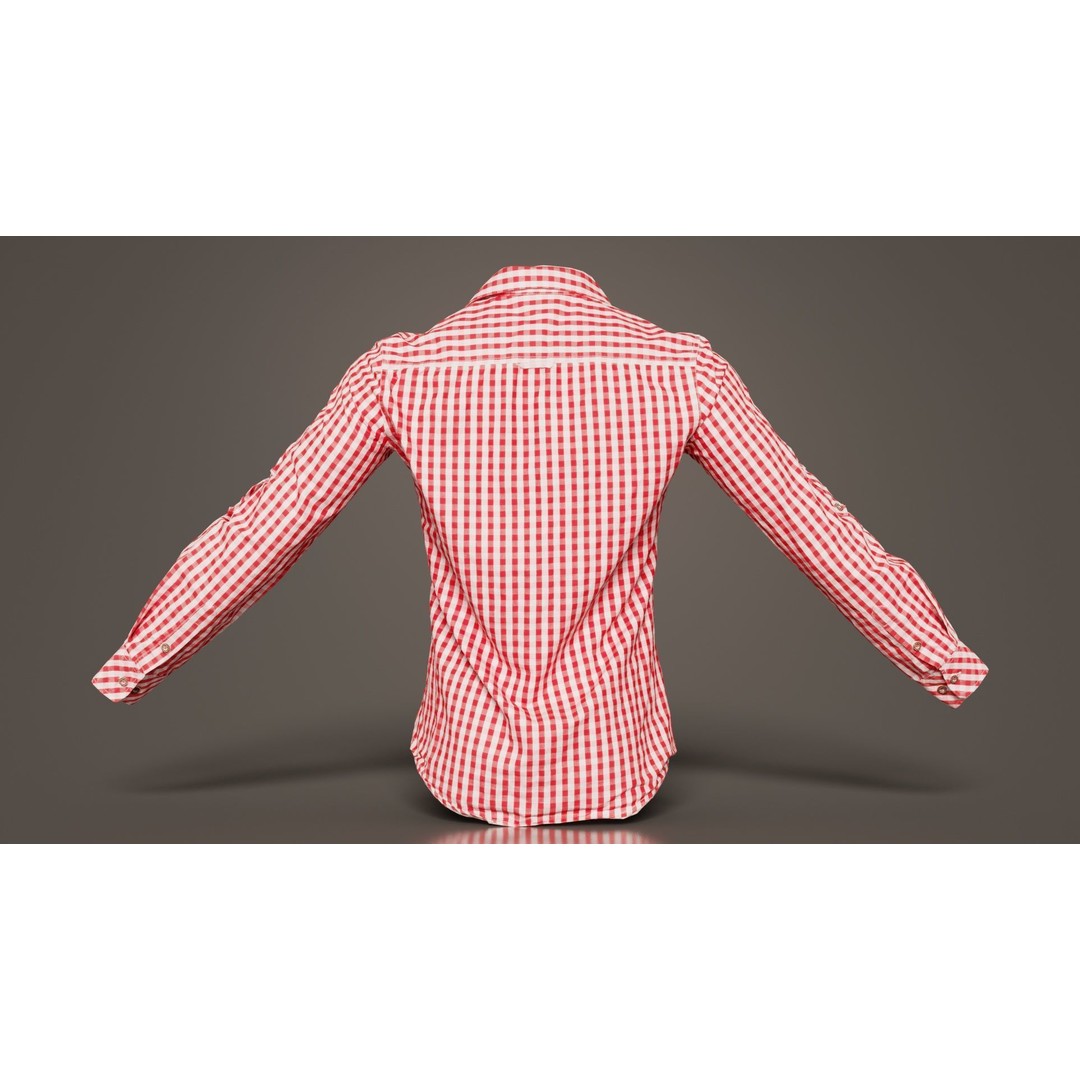 Squares Shirt 3D Model – Low Poly Checkered Apparel, FBX, Blender - View 9