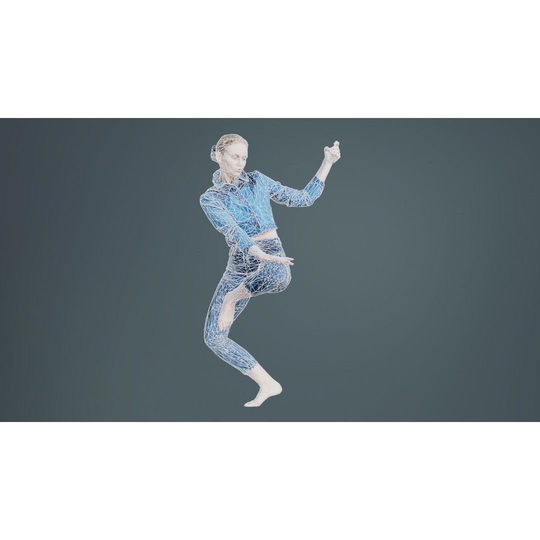 Woman Holding Pole 3D Model – Low-Poly Character with PBR Textures - View 11