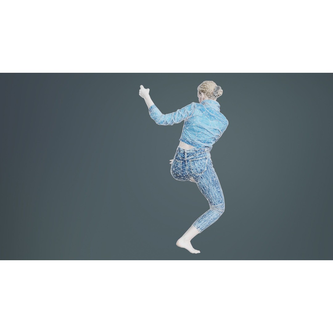 Woman Holding Pole 3D Model – Low-Poly Character with PBR Textures - View 12