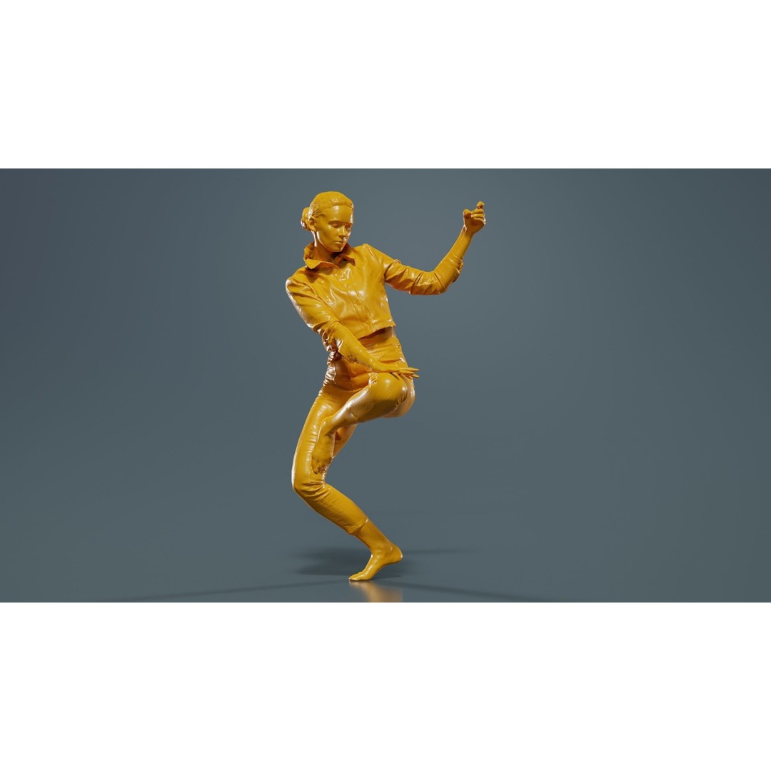 Woman Holding Pole 3D Model – Low-Poly Character with PBR Textures - View 14