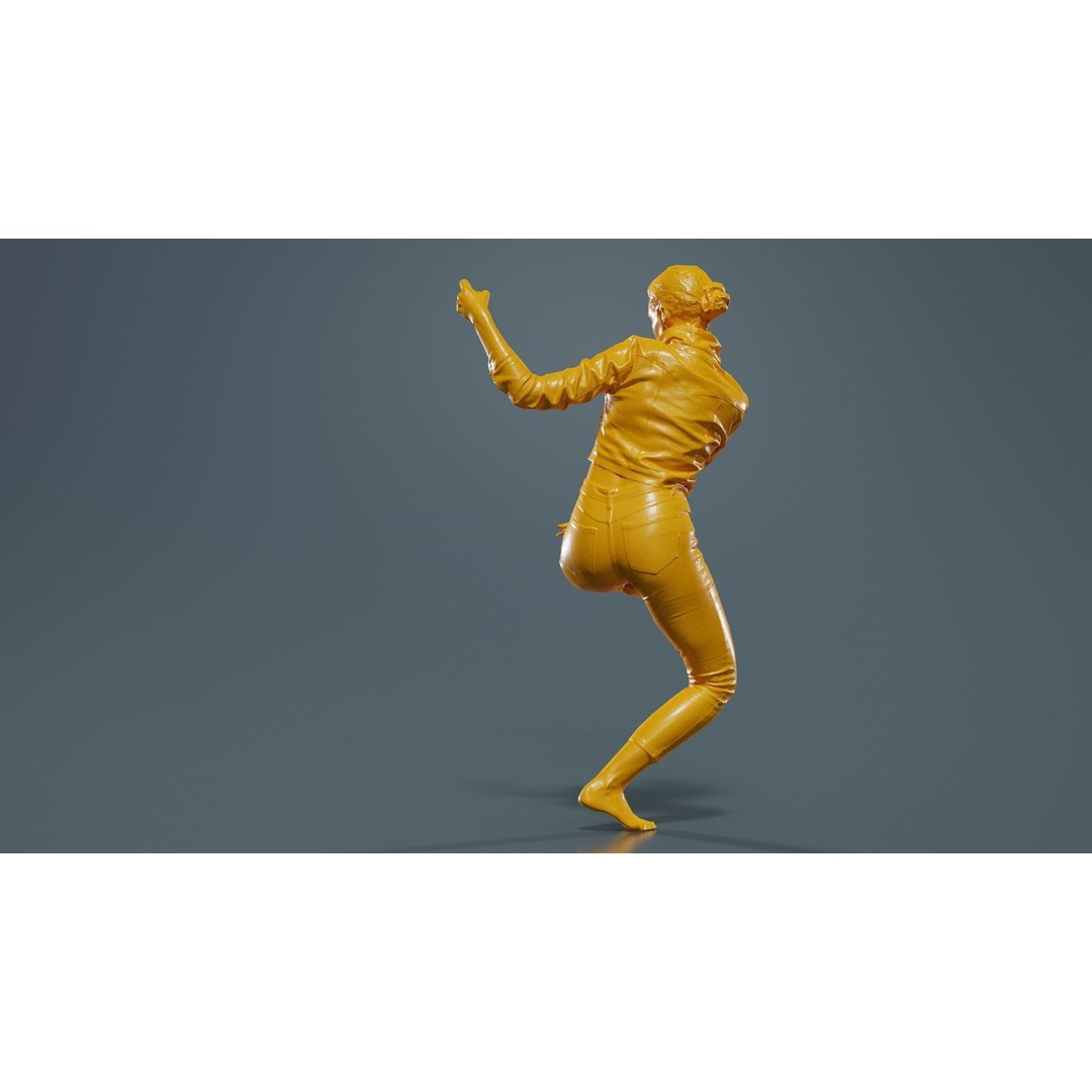 Woman Holding Pole 3D Model – Low-Poly Character with PBR Textures - View 15