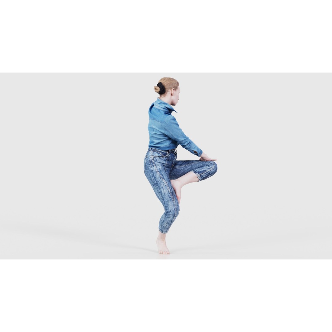 Woman Holding Pole 3D Model – Low-Poly Character with PBR Textures - View 20