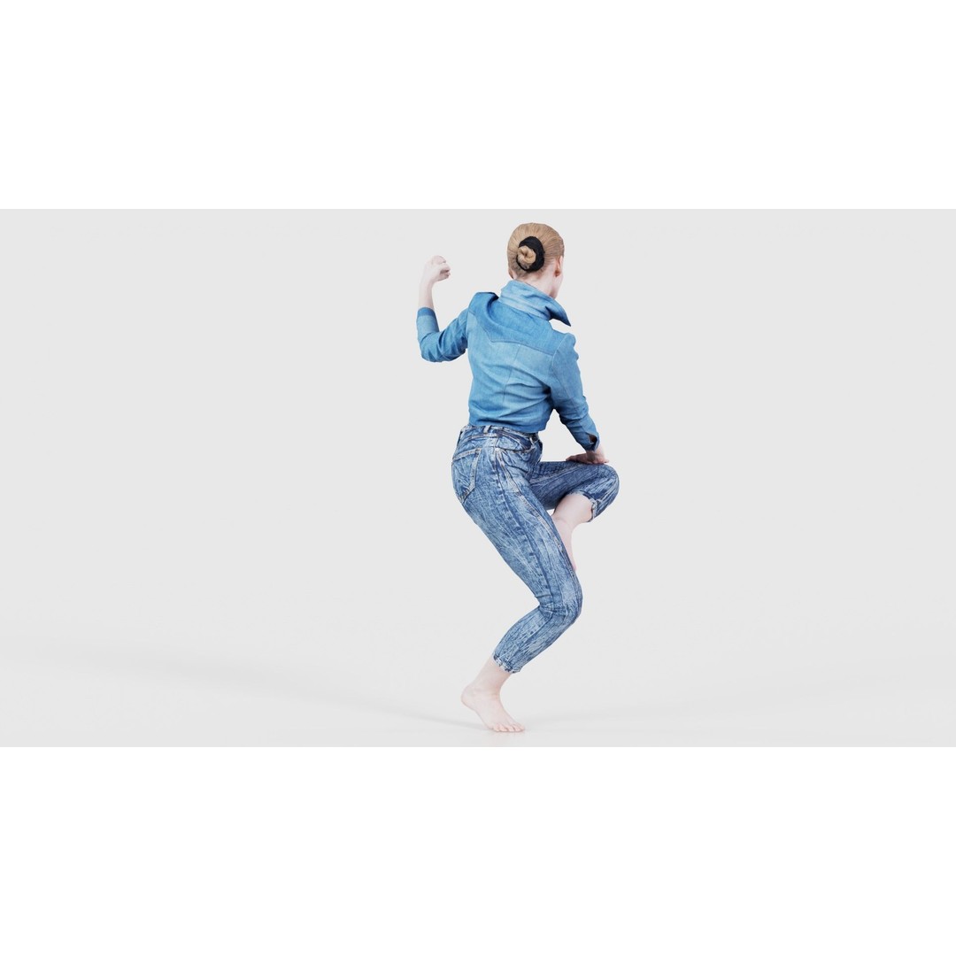 Woman Holding Pole 3D Model – Low-Poly Character with PBR Textures - View 21