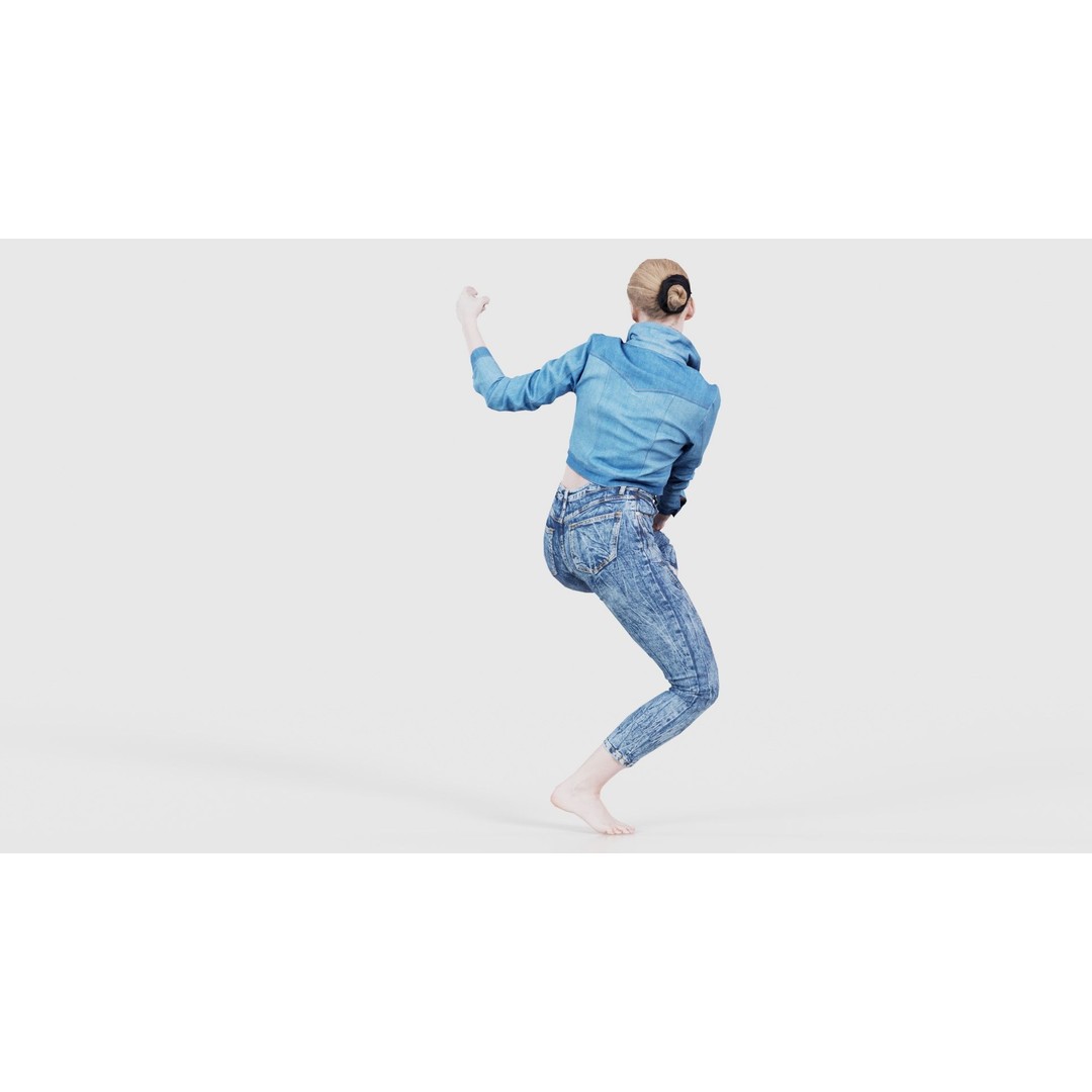 Woman Holding Pole 3D Model – Low-Poly Character with PBR Textures - View 22