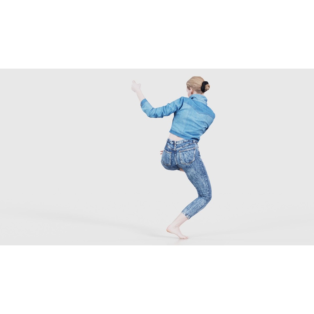 Woman Holding Pole 3D Model – Low-Poly Character with PBR Textures - View 23