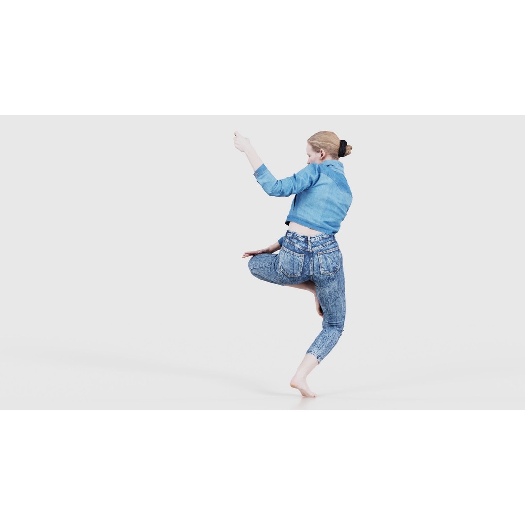 Woman Holding Pole 3D Model – Low-Poly Character with PBR Textures - View 24