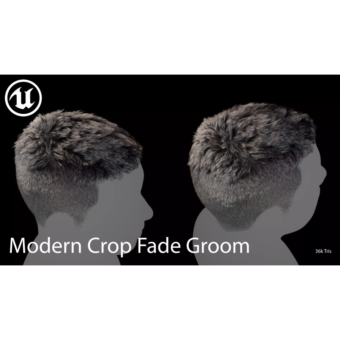 Modern Crop Fade 3D Model – Low Poly Game-Ready Hair Asset, FBX - View 10