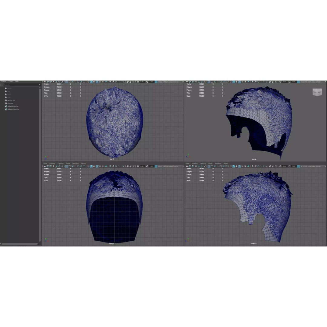 Modern Crop Fade 3D Model – Low Poly Game-Ready Hair Asset, FBX - View 12