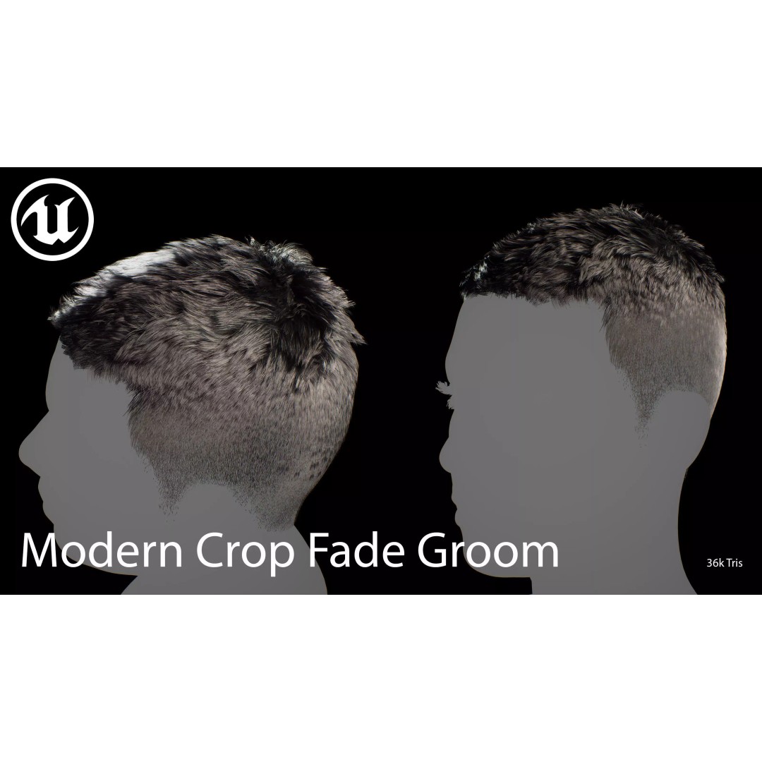 Modern Crop Fade 3D Model – Low Poly Game-Ready Hair Asset, FBX - View 4