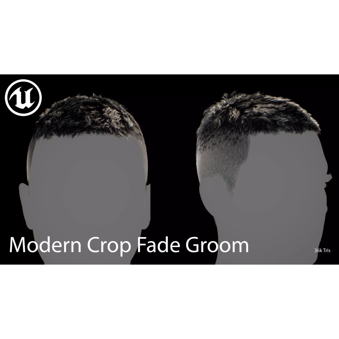 Modern Crop Fade 3D Model – Low Poly Game-Ready Hair Asset, FBX - View 5