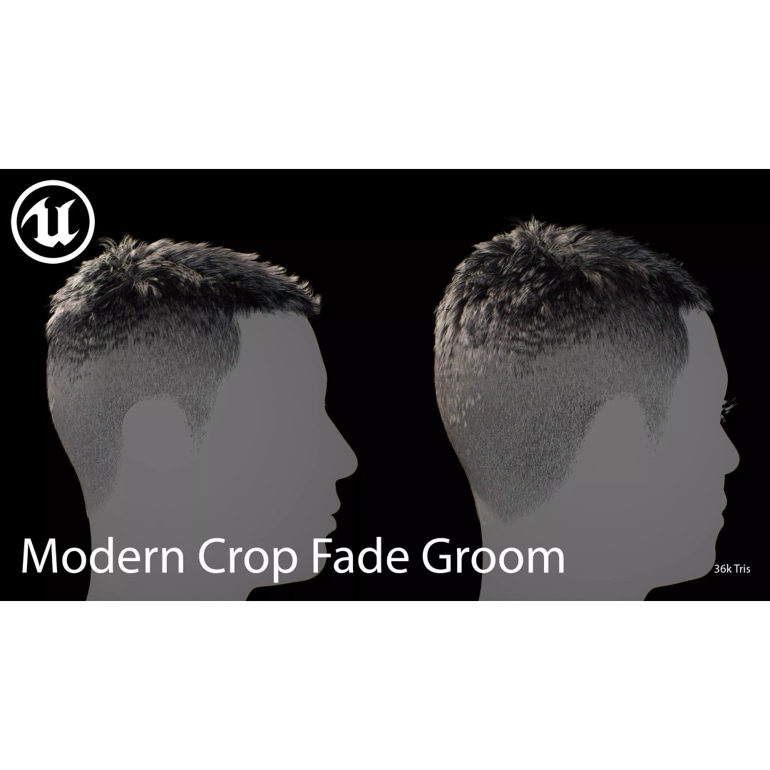 Modern Crop Fade 3D Model – Low Poly Game-Ready Hair Asset, FBX - View 6