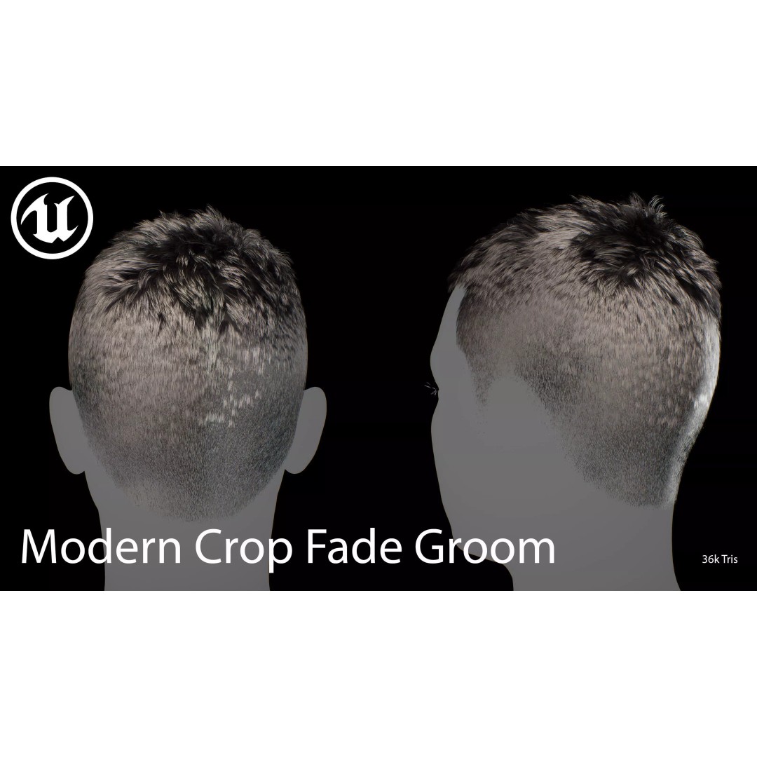 Modern Crop Fade 3D Model – Low Poly Game-Ready Hair Asset, FBX - View 7