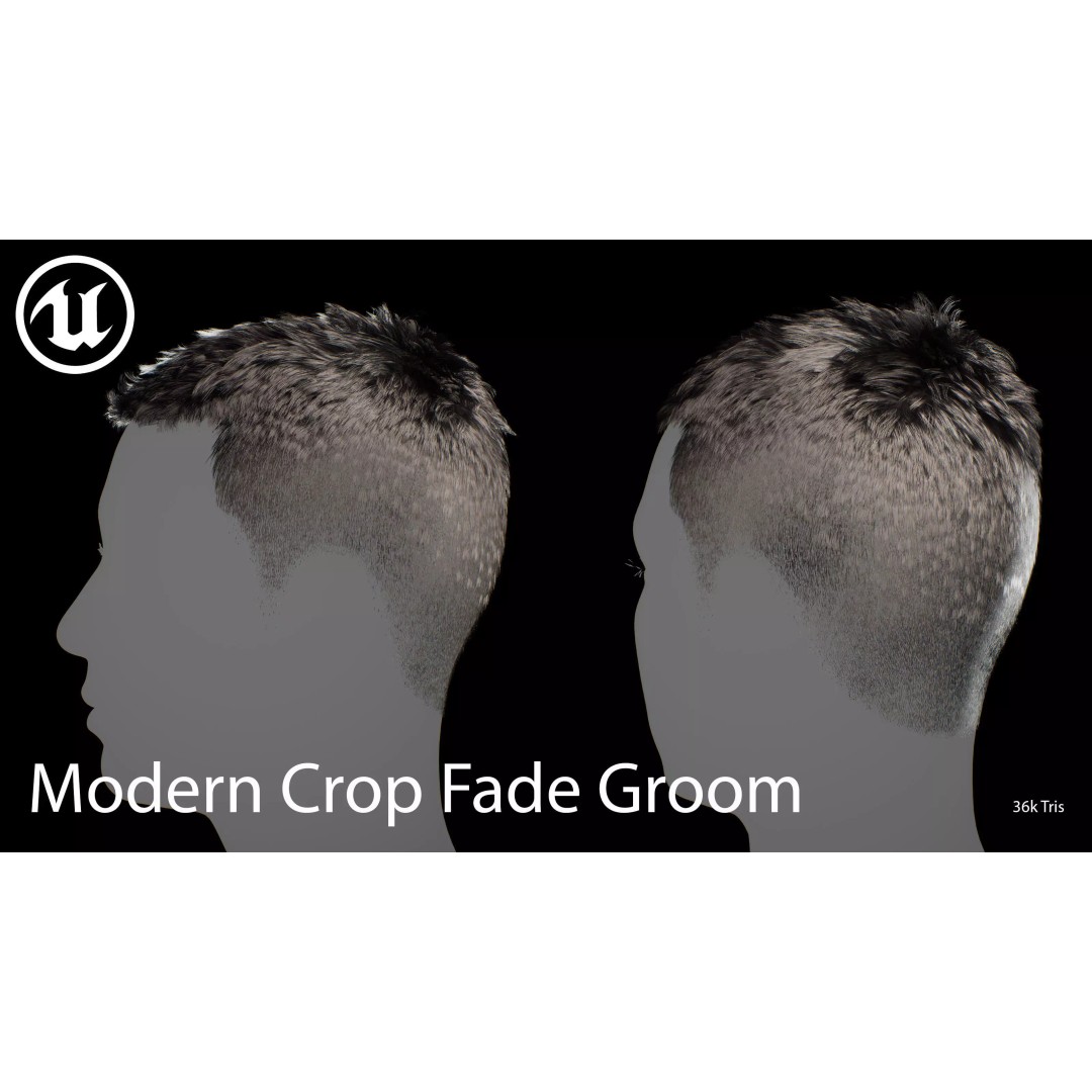 Modern Crop Fade 3D Model – Low Poly Game-Ready Hair Asset, FBX - View 8