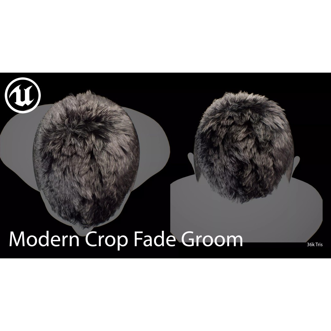 Modern Crop Fade 3D Model – Low Poly Game-Ready Hair Asset, FBX - View 9