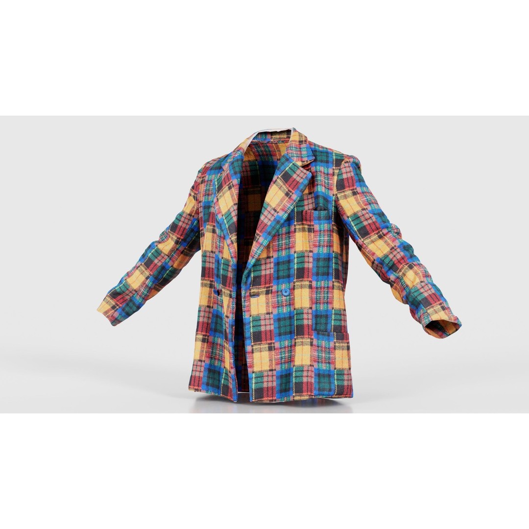 Clown Jacket 3D Model – Low Poly Open Outerwear, FBX, PBR