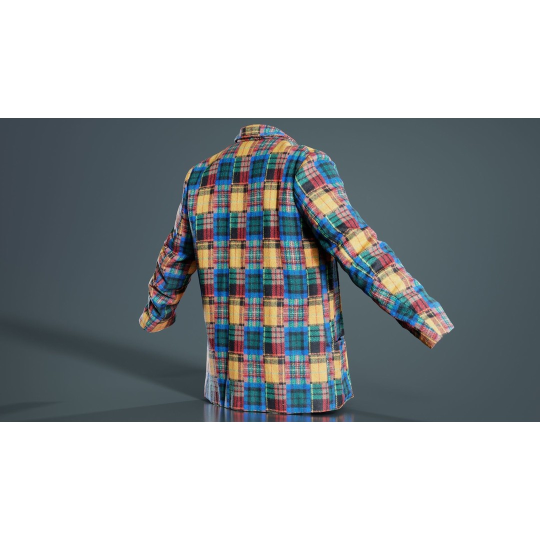 Clown Jacket 3D Model – Low Poly Open Outerwear, FBX, PBR - View 10