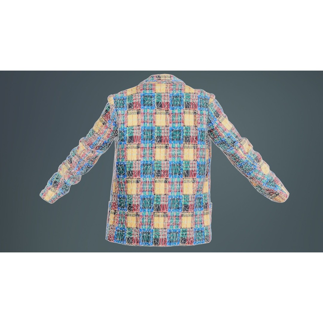 Clown Jacket 3D Model – Low Poly Open Outerwear, FBX, PBR - View 12