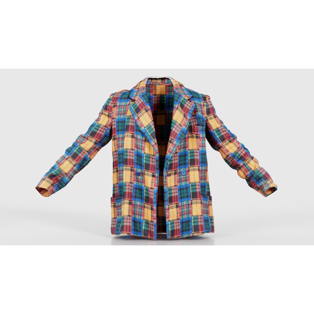 Clown Jacket 3D Model – Low Poly Open Outerwear, FBX, PBR - View 17