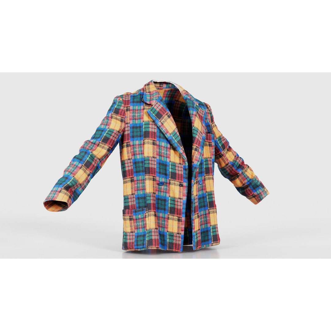 Clown Jacket 3D Model – Low Poly Open Outerwear, FBX, PBR - View 18