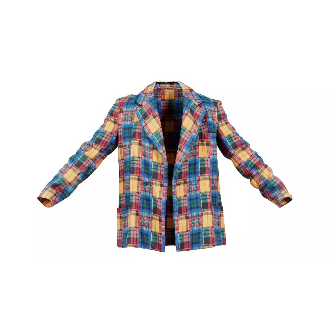 Clown Jacket 3D Model – Low Poly Open Outerwear, FBX, PBR - View 2