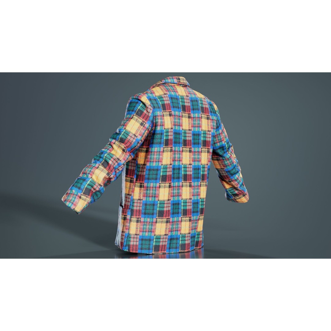 Clown Jacket 3D Model – Low Poly Open Outerwear, FBX, PBR - View 3