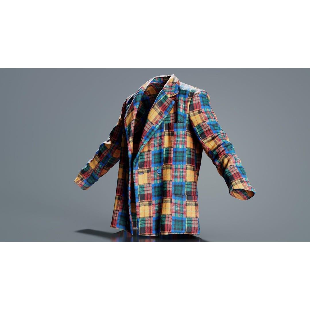 Clown Jacket 3D Model – Low Poly Open Outerwear, FBX, PBR - View 5