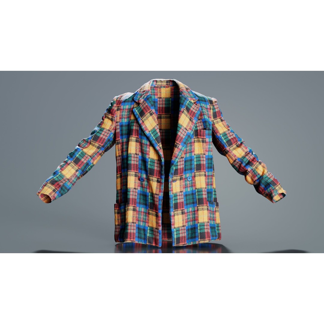 Clown Jacket 3D Model – Low Poly Open Outerwear, FBX, PBR - View 6