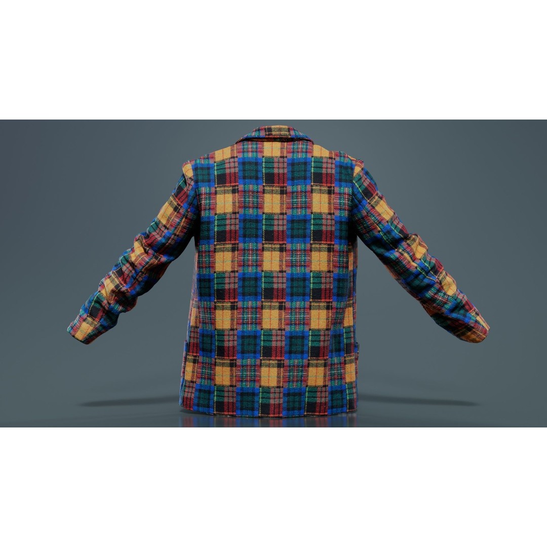Clown Jacket 3D Model – Low Poly Open Outerwear, FBX, PBR - View 7