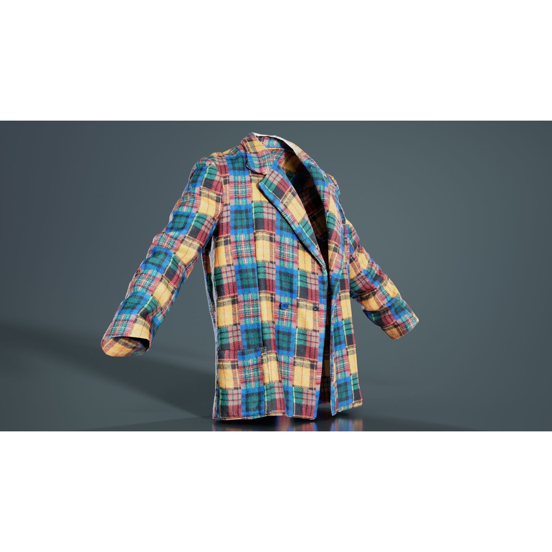 Clown Jacket 3D Model – Low Poly Open Outerwear, FBX, PBR - View 9
