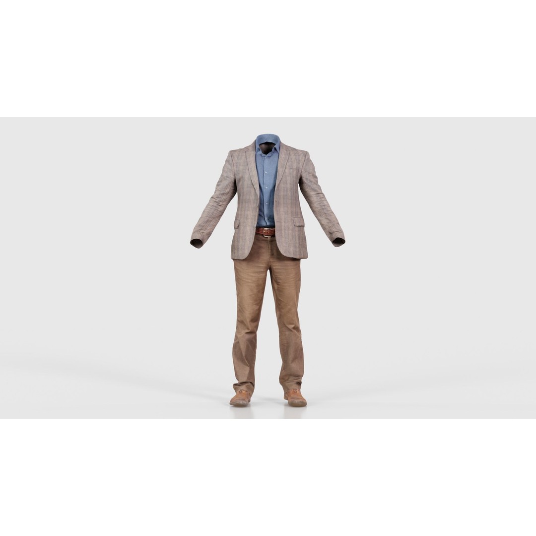 Casual Outfit 33 3D Model – Low Poly Male Character with PBR Textures - View 17