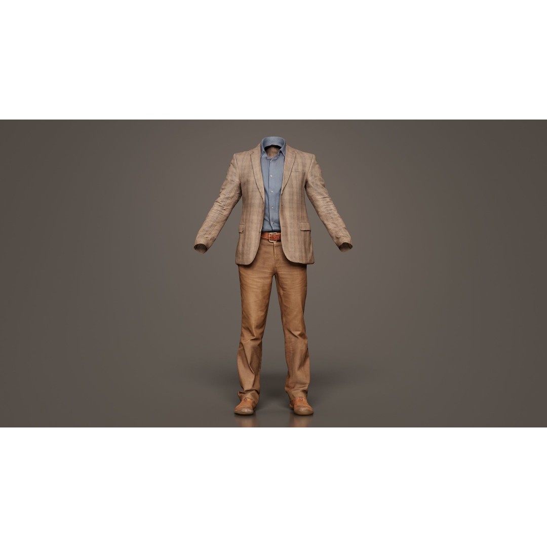 Casual Outfit 33 3D Model – Low Poly Male Character with PBR Textures - View 7