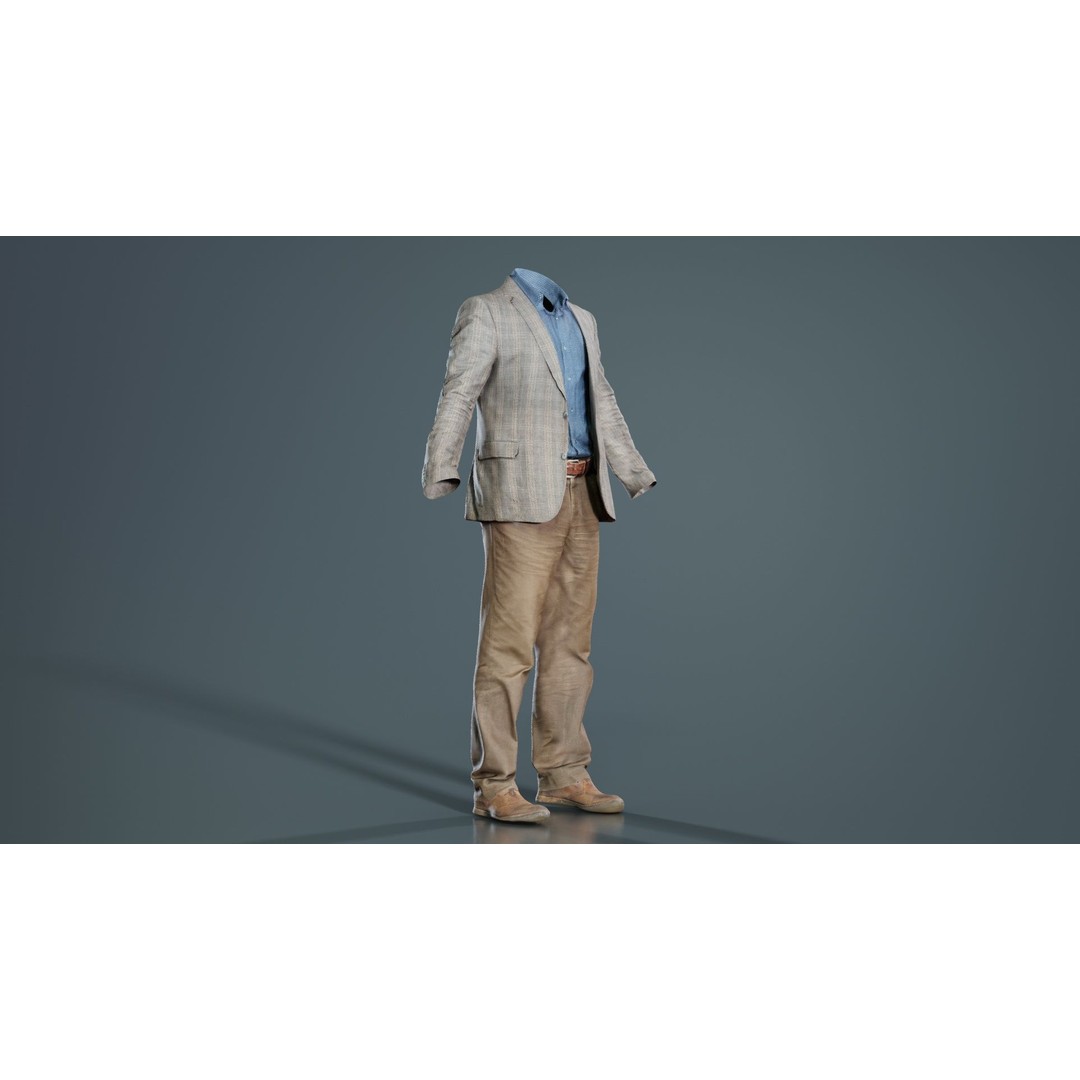 Casual Outfit 33 3D Model – Low Poly Male Character with PBR Textures - View 9