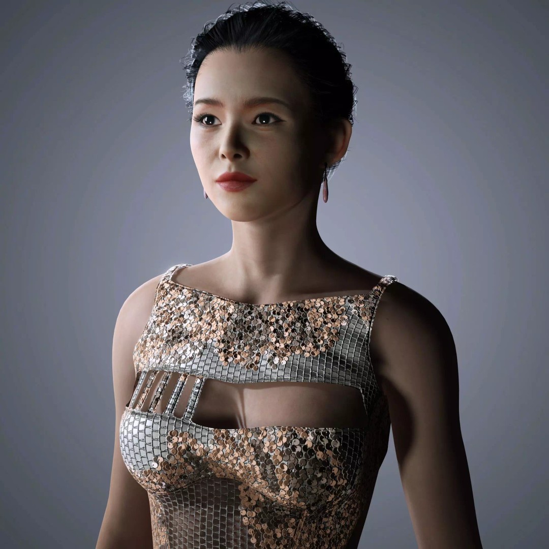 Zhang Ziyi 3D Model – Low Poly Rigged Character for Animation - View 12