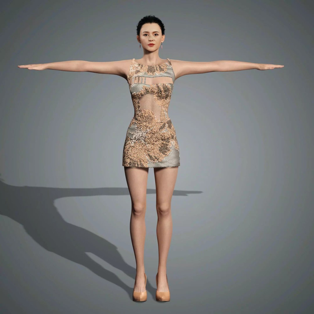 Zhang Ziyi 3D Model – Low Poly Rigged Character for Animation - View 14