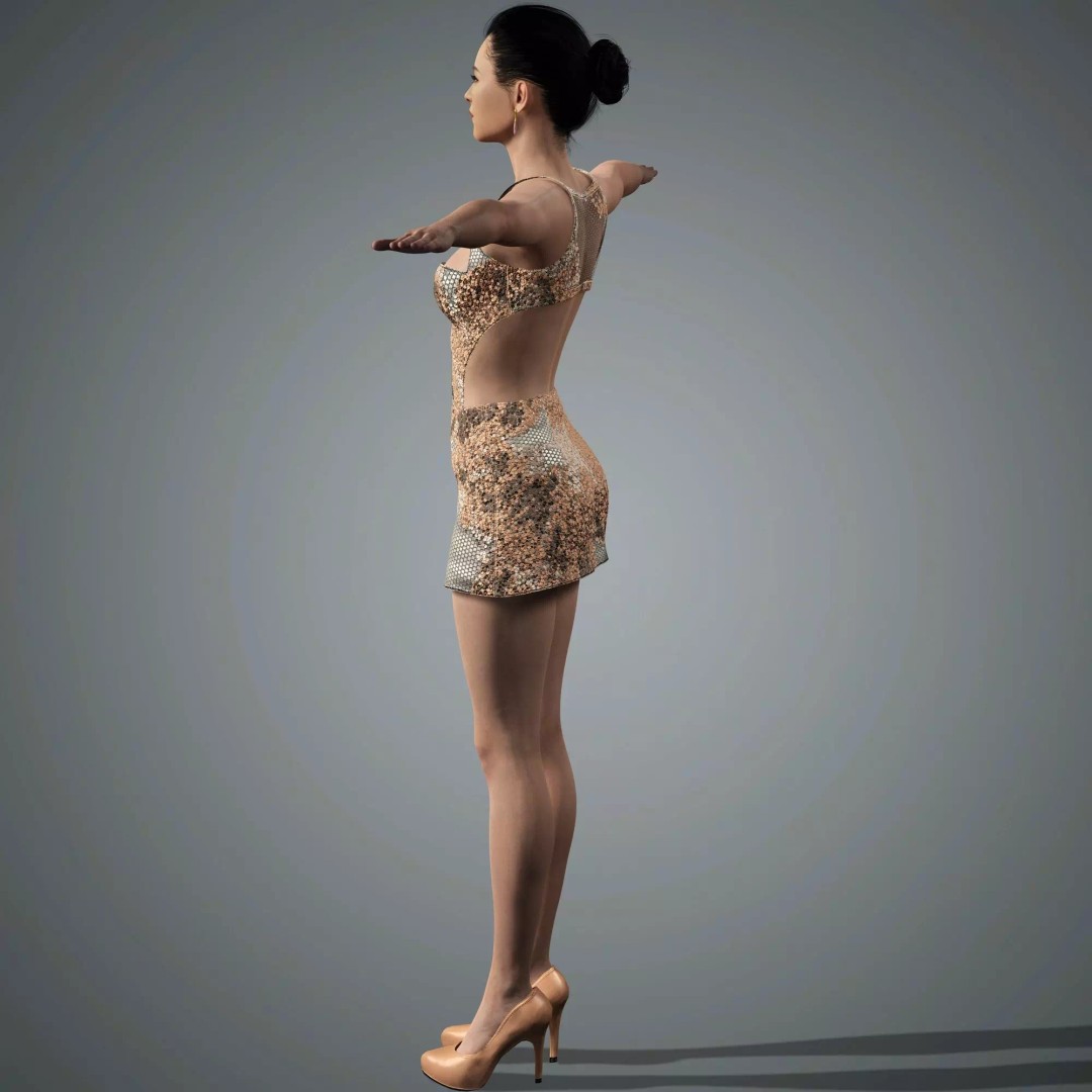 Zhang Ziyi 3D Model – Low Poly Rigged Character for Animation - View 16