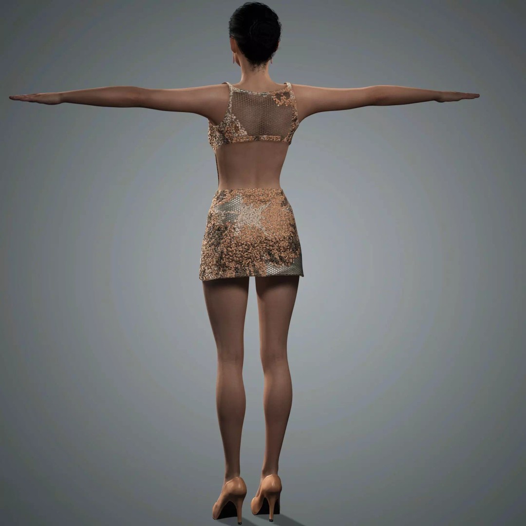 Zhang Ziyi 3D Model – Low Poly Rigged Character for Animation - View 17