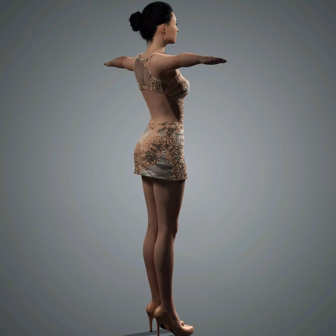 Zhang Ziyi 3D Model – Low Poly Rigged Character for Animation - View 18