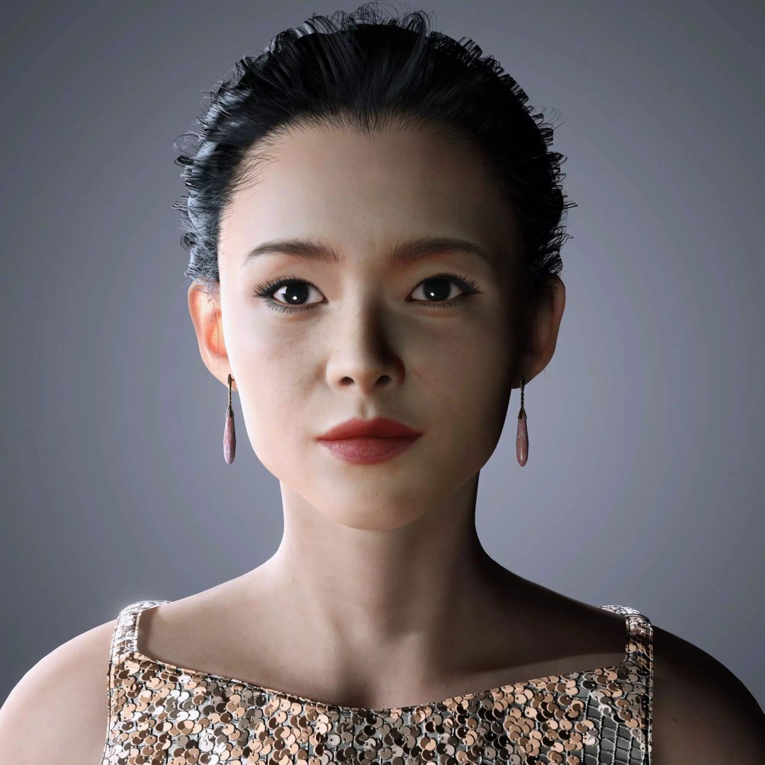 Zhang Ziyi 3D Model – Low Poly Rigged Character for Animation - View 2