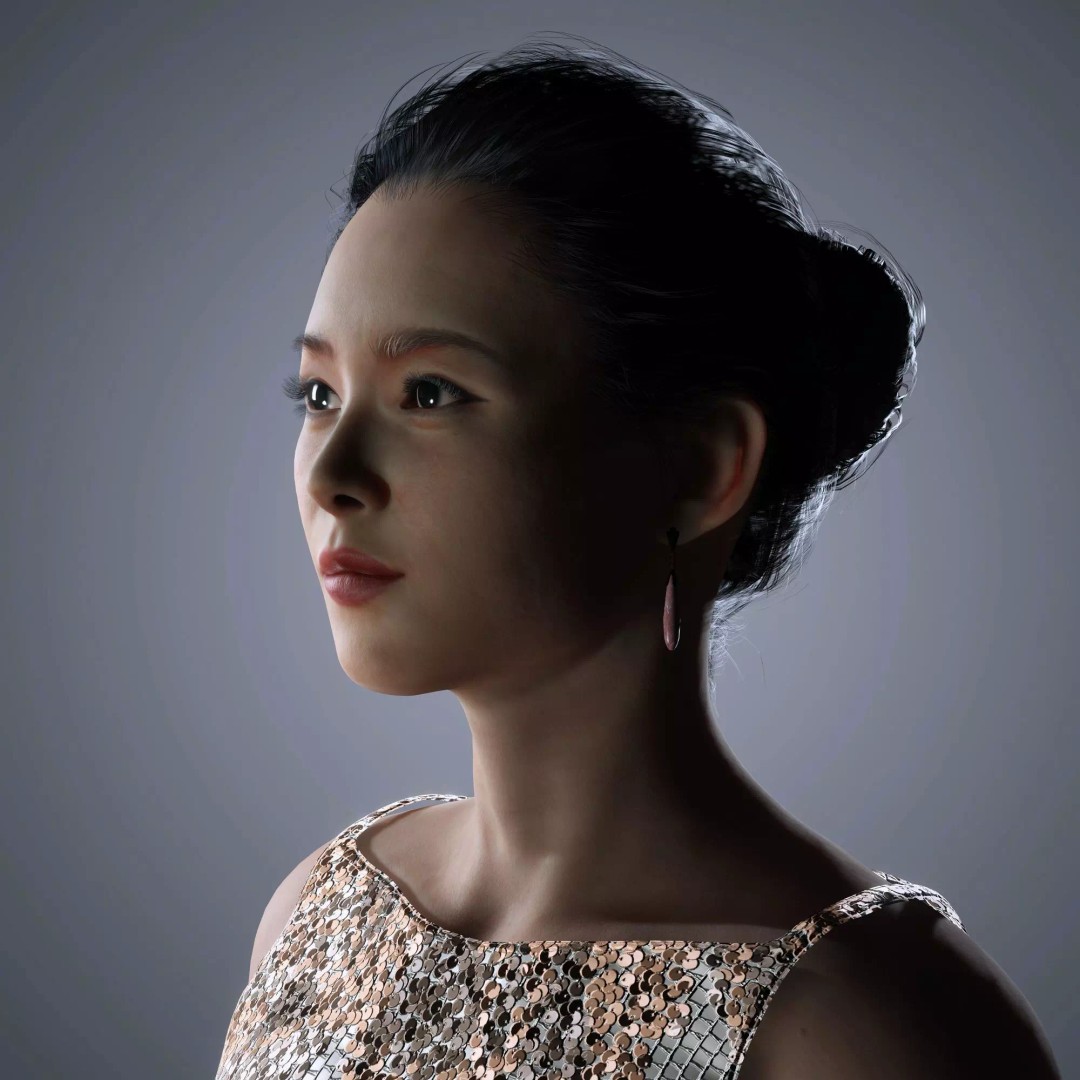 Zhang Ziyi 3D Model – Low Poly Rigged Character for Animation - View 4