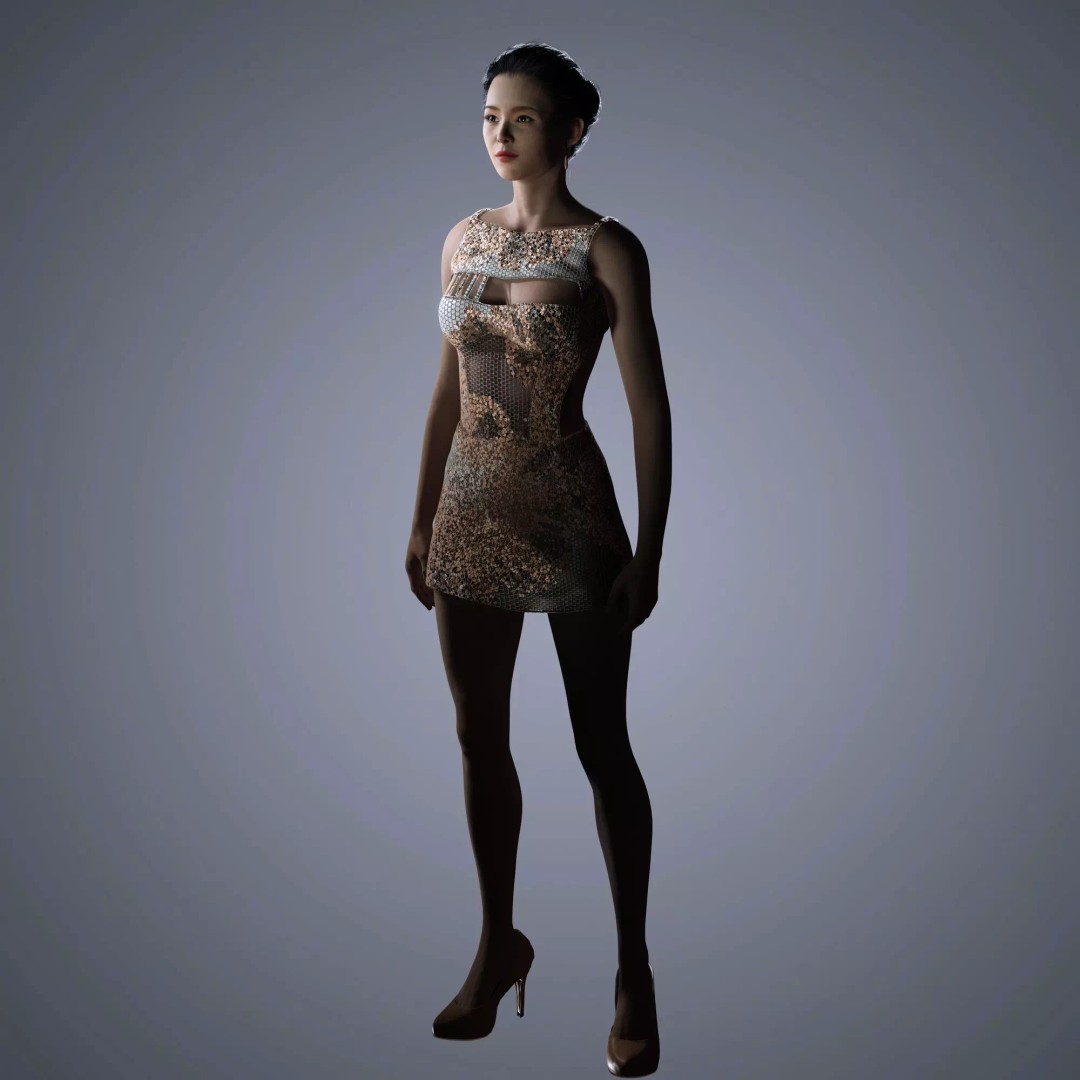 Zhang Ziyi 3D Model – Low Poly Rigged Character for Animation - View 6