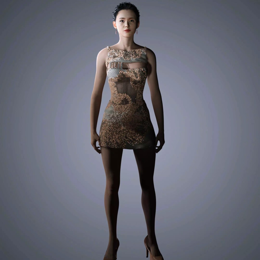 Zhang Ziyi 3D Model – Low Poly Rigged Character for Animation - View 9