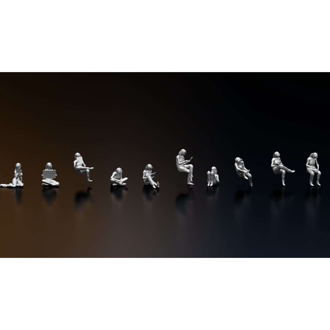 Reading Human Figurines 3D Model – High Poly, STL & OBJ Formats - View 10