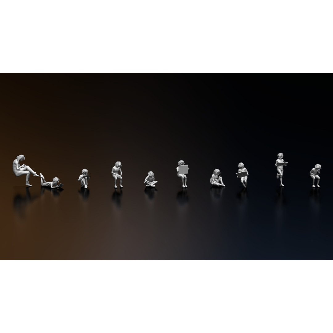 Reading Human Figurines 3D Model – High Poly, STL & OBJ Formats - View 11