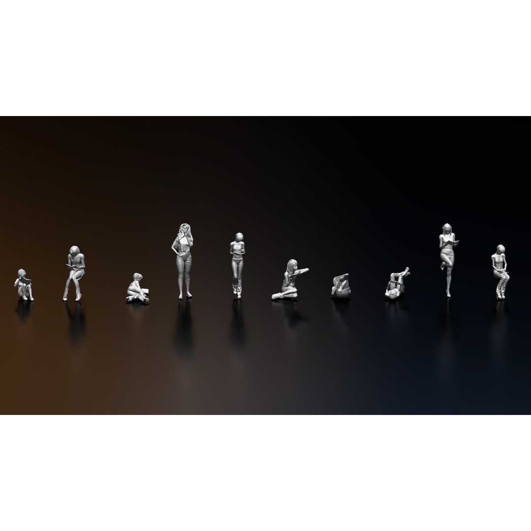 Reading Human Figurines 3D Model – High Poly, STL & OBJ Formats - View 4
