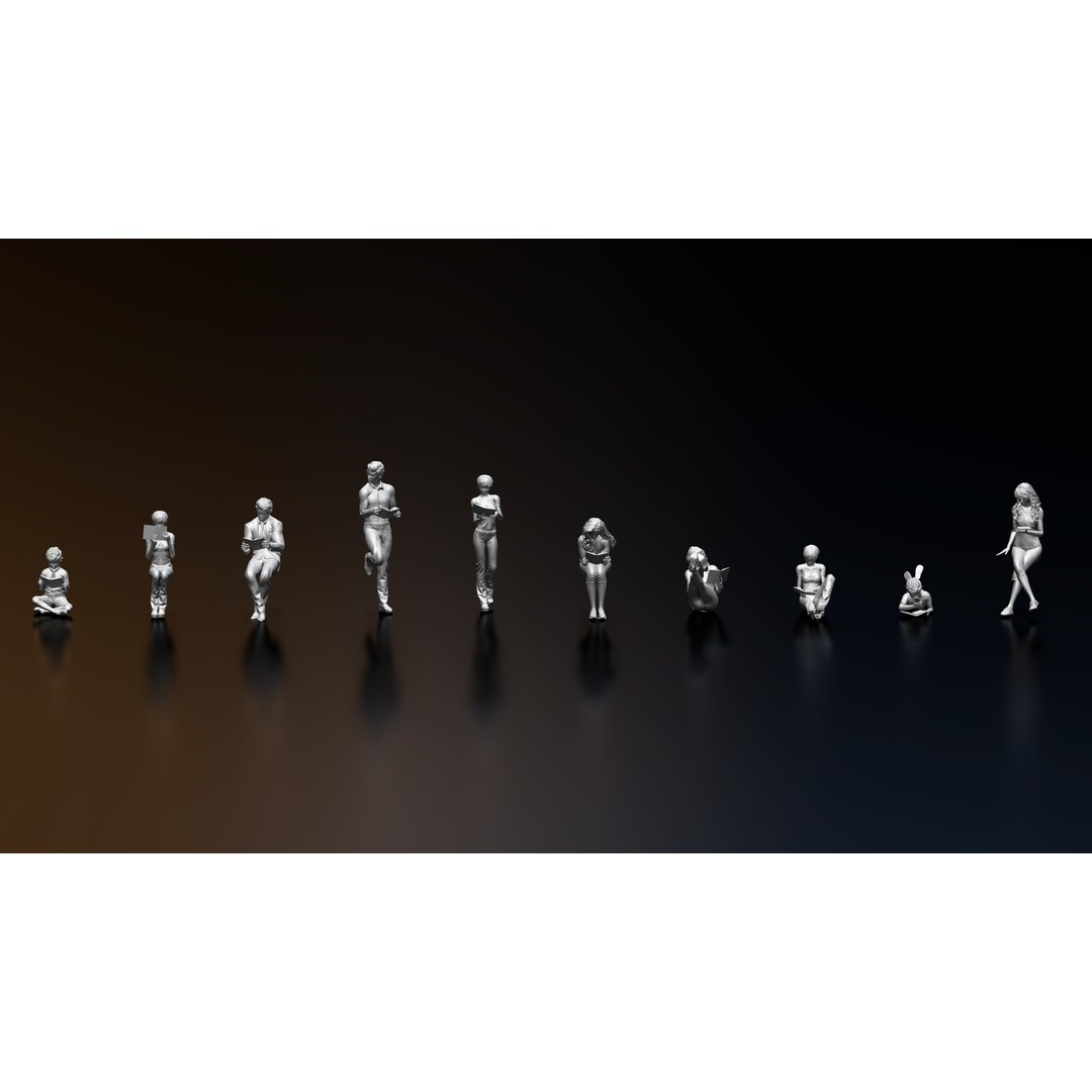 Reading Human Figurines 3D Model – High Poly, STL & OBJ Formats - View 7