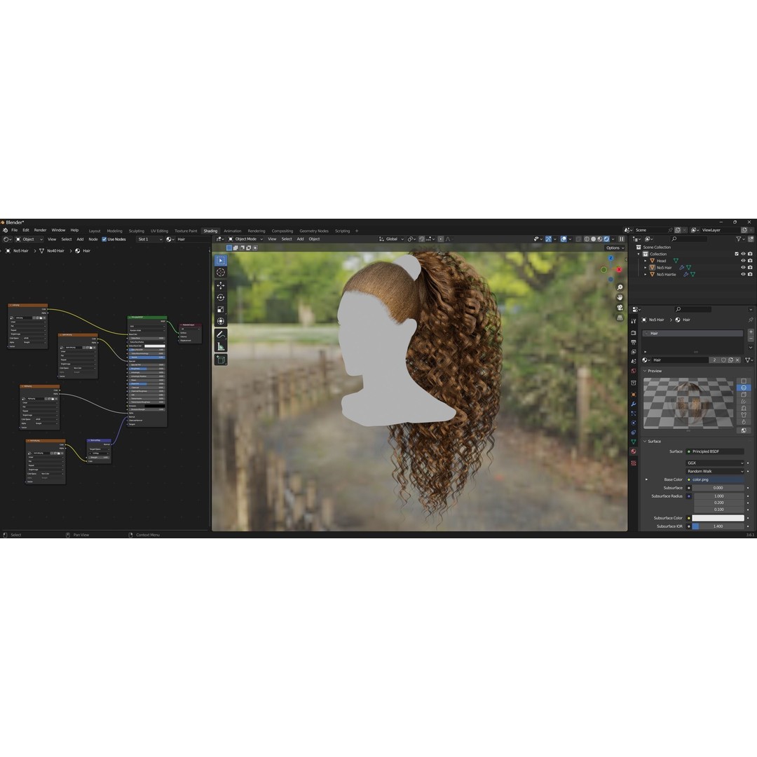 Realtime Haircard 3D Model – Low Poly Game-Ready Character Hair, FBX - View 3