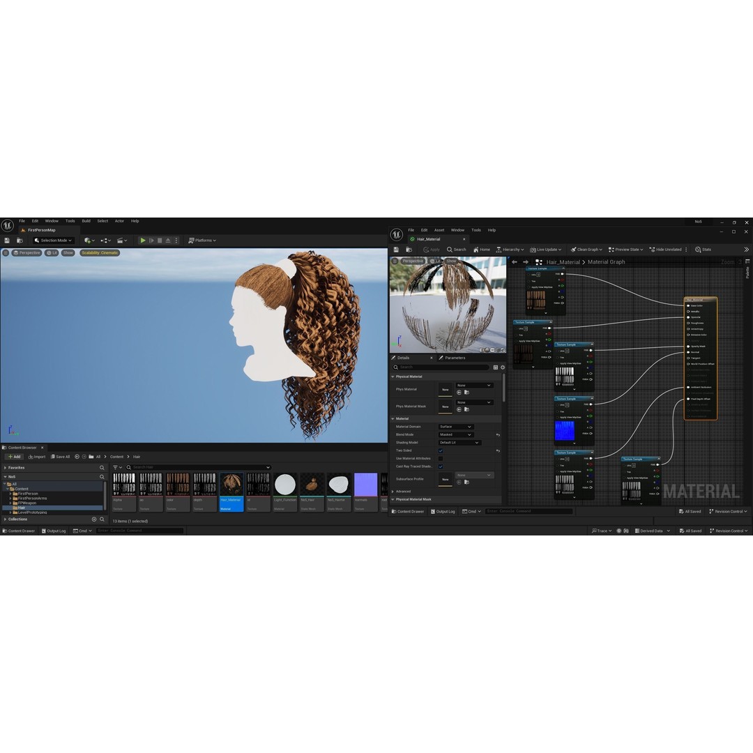 Realtime Haircard 3D Model – Low Poly Game-Ready Character Hair, FBX - View 4